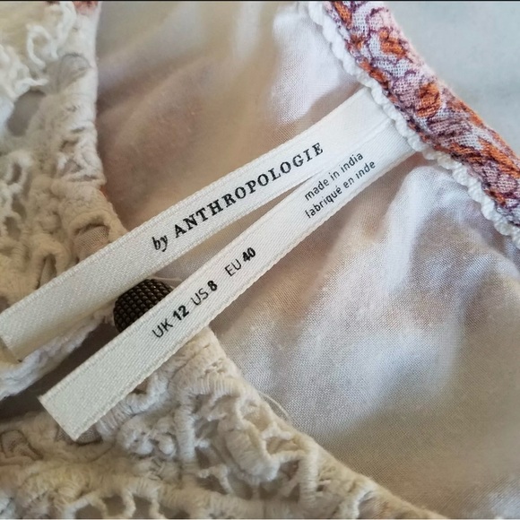 Anthropologie Melody Patchwork Lace Mixed Print Cottagecore Midi Dress Size 8/M - Picture 8 of 12